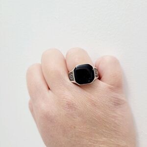 Brand New Silver & Black Ring #b Size: 8 US